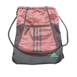 Adidas Alliance II Sack Pack With Zipper Pocket Multi-Color Pink Gray‎ Green